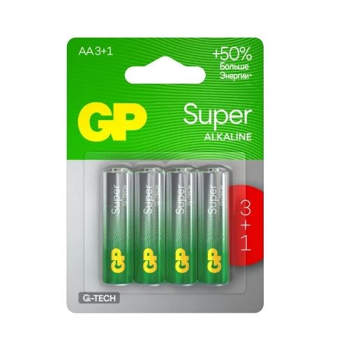 Батарейка GP Super G-Tech LR6 AA BL3+1 Alkaline 1.5V (4/40/320)