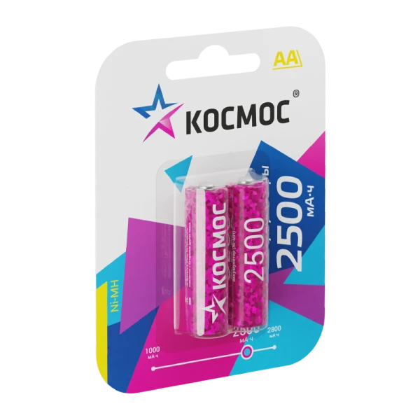 *Аккумулятор бытовой Космос HR6 AA BL2 NI-MH 2500mAh (2/24/288) 