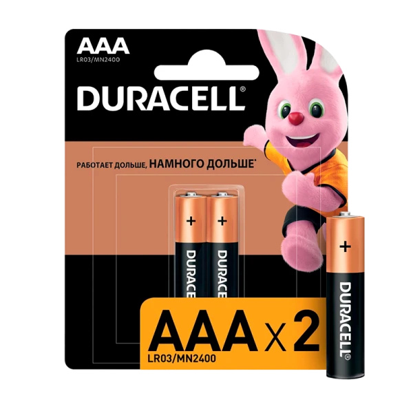 Батарейка Duracell Basic LR03 AAA BL2 Alkaline 1.5V (2/20/16500)