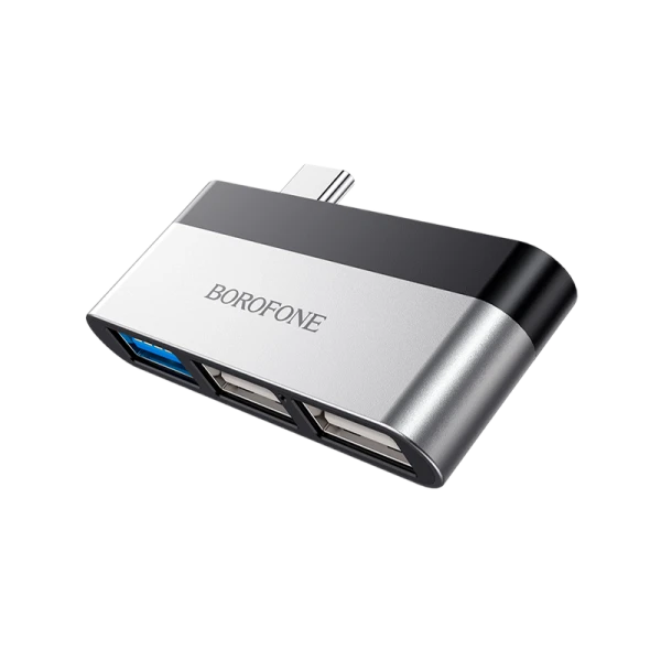 USB-Хаб Borofone DH1 3USB Type-C (m) USB2.0+USB3.0 серебряный (1/27/162)