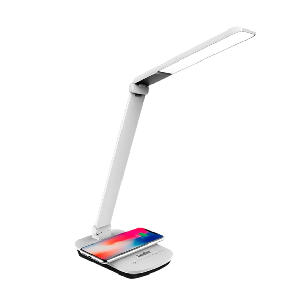 Светильник настольный Camelion KD-825 16W 230V IP20 на основании сенс. беспр. зар. Qi белый (1/12)