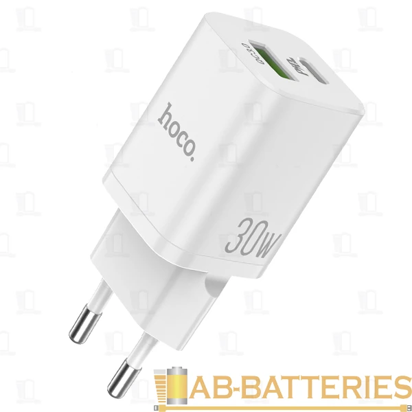 Сетевое З/У HOCO N13 1USB/Type-C 30W QC3.0 белый (1/12/120)