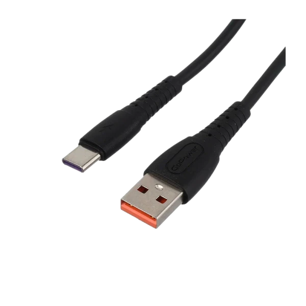 Кабель GoPower GP07T USB (m)-Type-C (m) 1.0м 2.4A силикон черный (1/200/800)