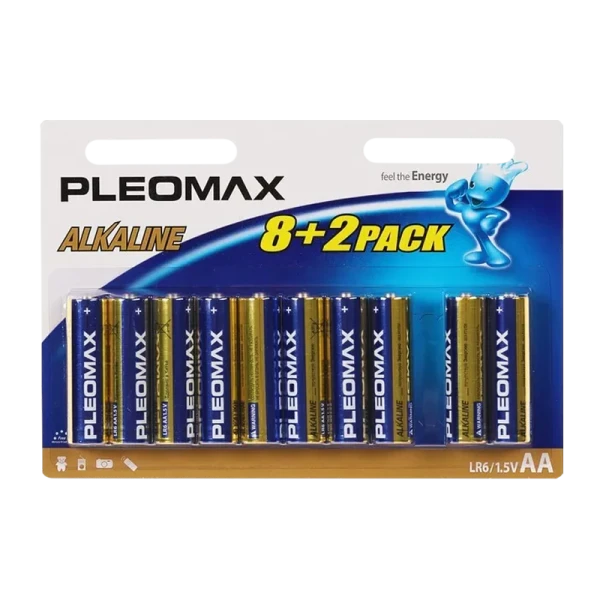 Батарейка Pleomax LR6 AA BL8+2 Alkaline 1.5V (10/100/600/18000)