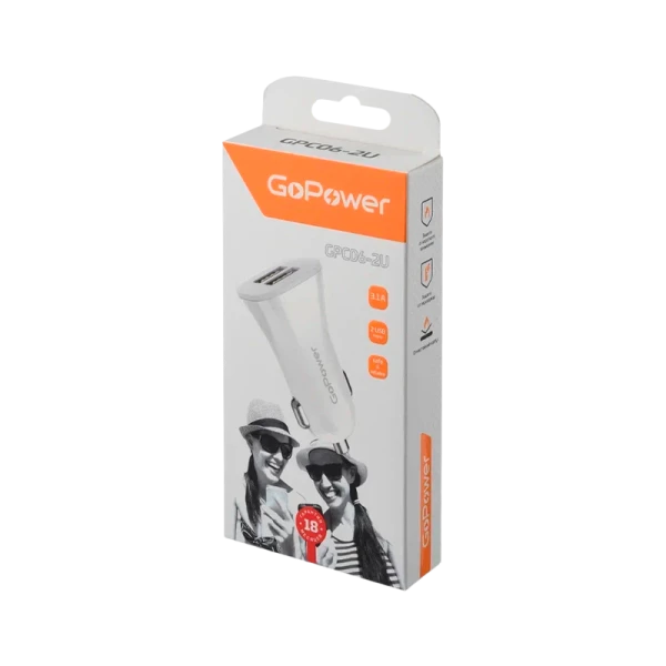 Автомобильное З/У GoPower GPC06-2U 2USB белый (1/200)