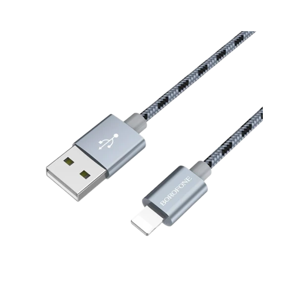 Кабель Borofone BX24 USB (m)-Lightning (m) 1.0м 2.4A нейлон серый (1/648)