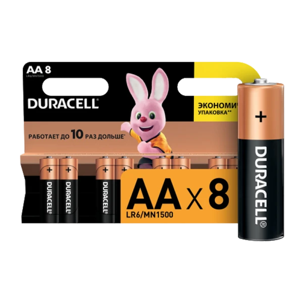 Батарейка Duracell Basic LR6 AA BL8 Alkaline 1.5V (8/96/32832)