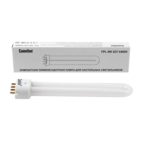 Лампа люминесцентная Camelion T12 2G7 9W 6400К U-образная (1/20/200)