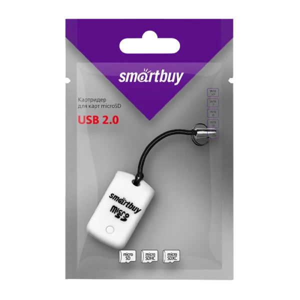 Картридер Smartbuy 706 USB2.0 microSD белый (1/20)