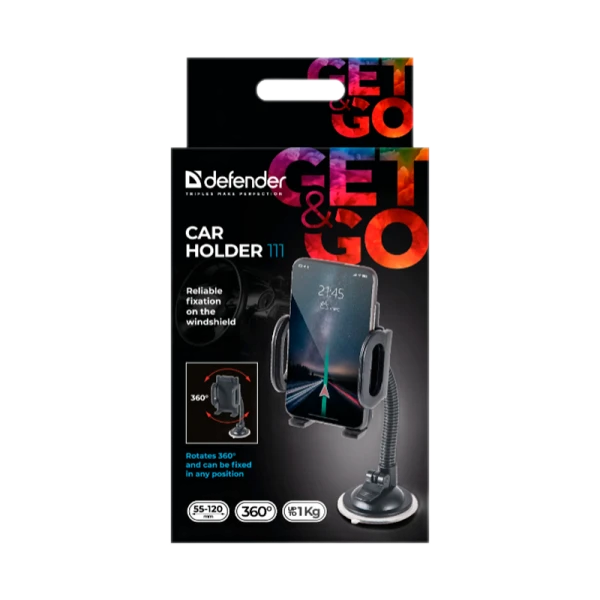Держатель автомобильный Defender Car holder 111 присоска черный (1/48)