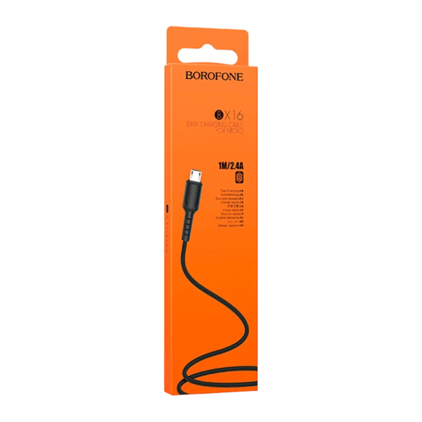 Кабель Borofone BX16 USB (m)-microUSB (m) 1.0м 2.4A ПВХ черный (1/648)