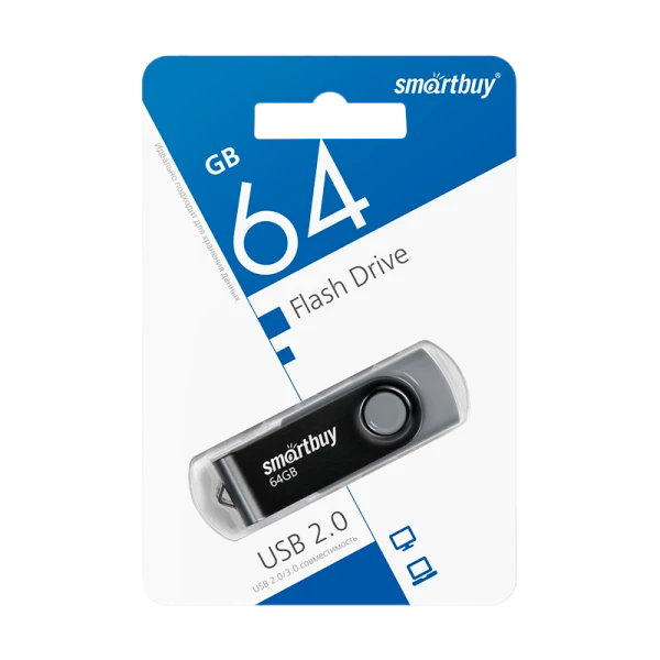 Флеш-накопитель Smartbuy Twist 64GB USB2.0 пластик черный
