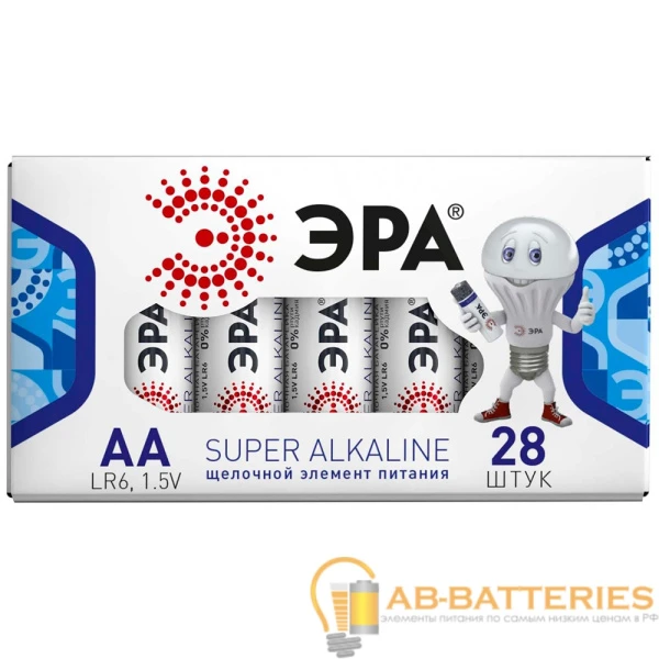 Батарейка ЭРА Super LR6 AA BOX28 Alkaline 1.5V (28/840/18480)