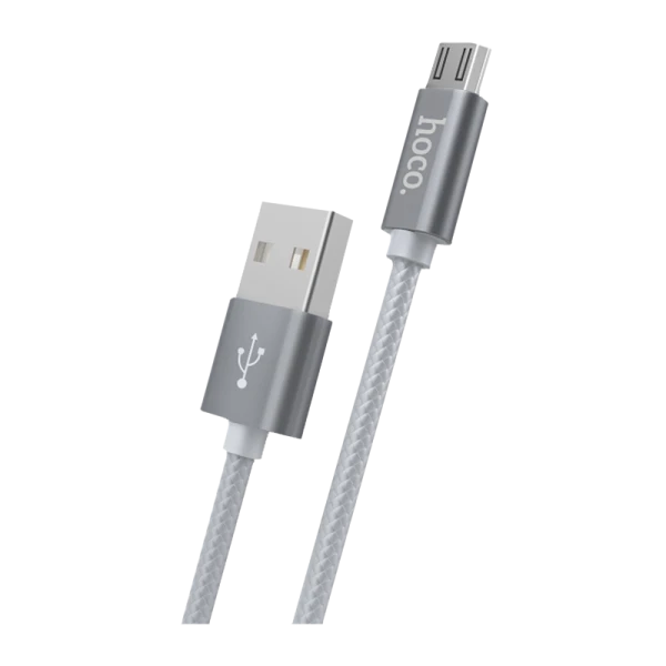 Кабель HOCO X2 USB (m)-microUSB (m) 1.0м 2.1A нейлон серый (1/30/300)