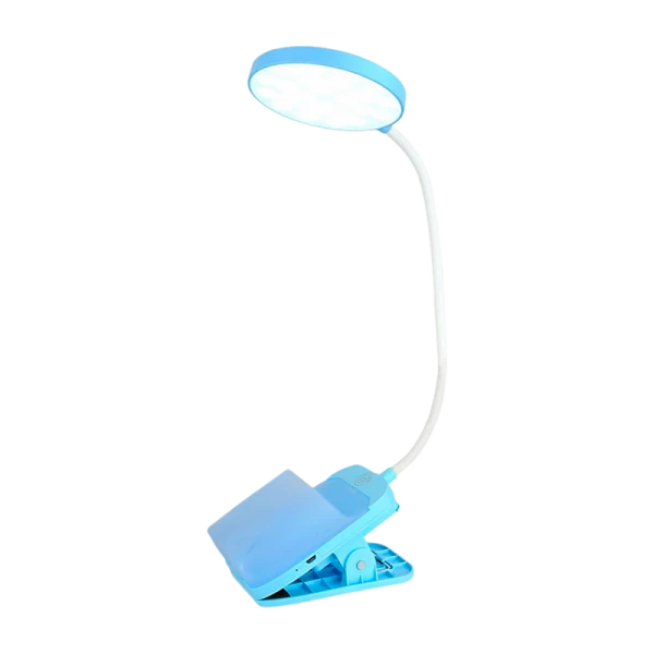 Светильник настольный Ultraflash UF-751 7W 230V прищепка 3 ур.ярк. голубой (1/50)