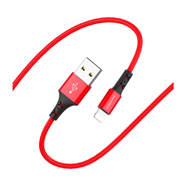 Кабель Borofone BX20 USB (m)-Lightning (m) 1.0м 2.0A нейлон красный (1/648)