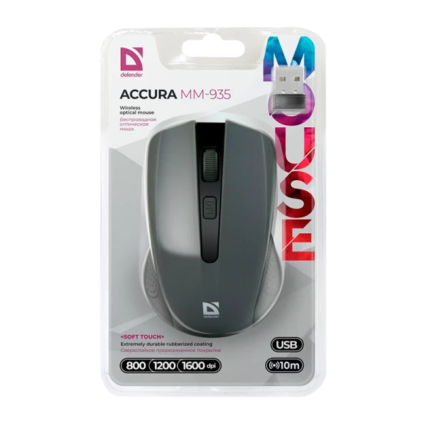 Мышь беспроводная Defender MM-935 Accura классическая USB черный (1/40)