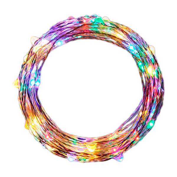 Гирлянда Космос "Разноцветные нити" 100LED 10.0м уличная медная проволока 8 режимов ассорти (1/24)