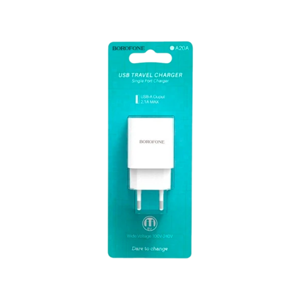 Сетевое З/У Borofone BA20A 1USB 2.1A белый (1/65/260)