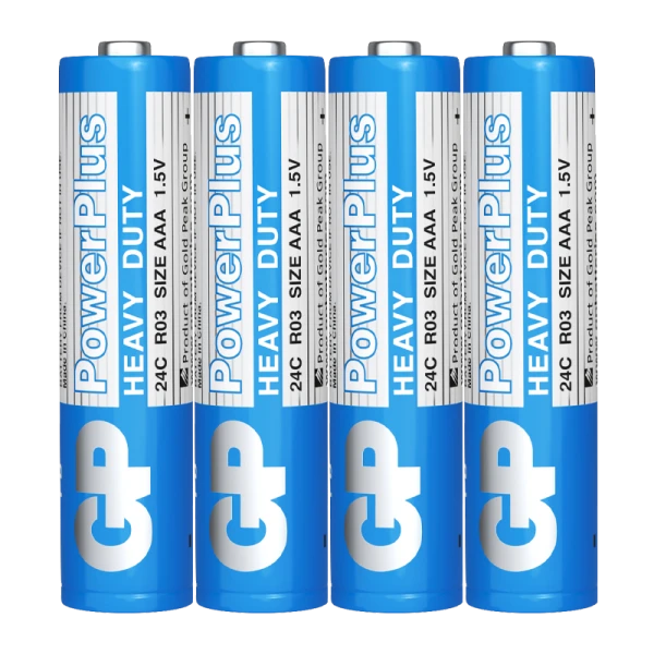 Батарейка GP PowerPlus R03 AAA Shrink 4 Heavy Duty 1.5V (4/40/200/1000) R