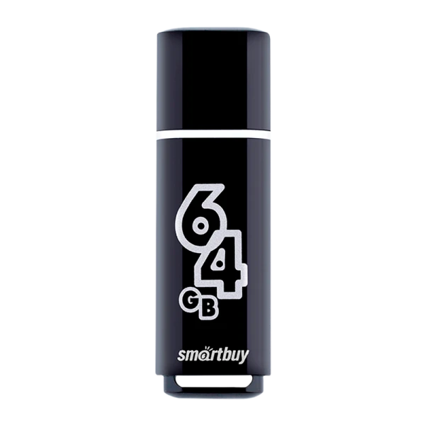 Флеш-накопитель Smartbuy Glossy 64GB USB2.0 пластик черный
