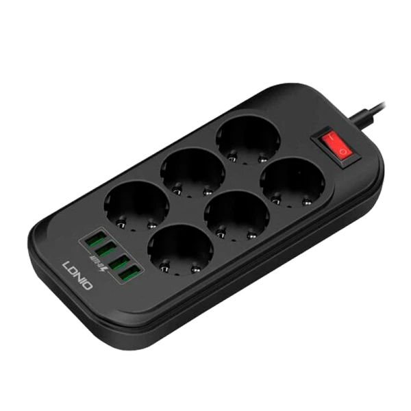 Сетевой фильтр Live Power LP6403 6р.С/З 10A 4USB с выкл. 2.0м черный (1/50)