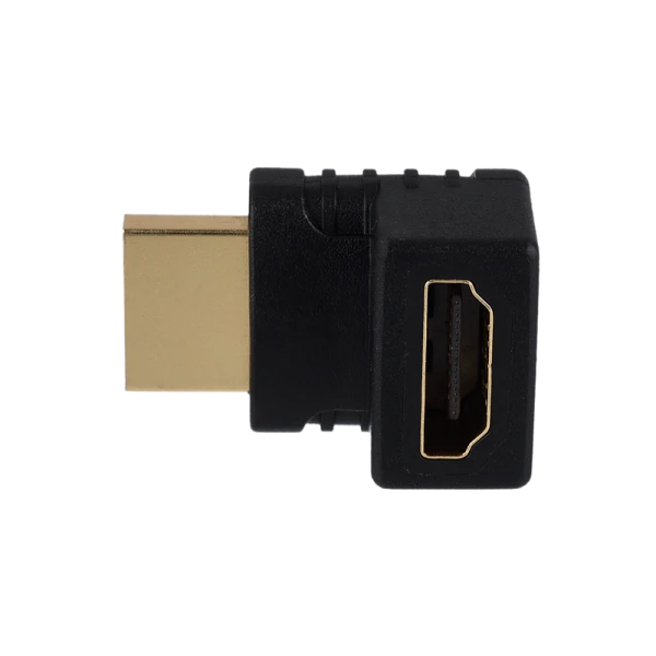 Переходник GoPower HDMI (m)-HDMI (f) угловой 4K 60Hz черный в пакете (1/500)