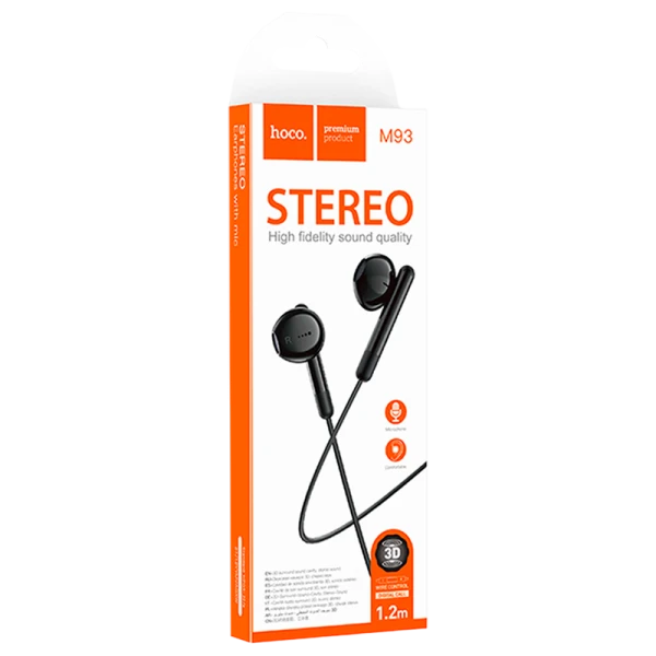 Наушники внутриканальные HOCO M93 с микр. черный (1/31/310)