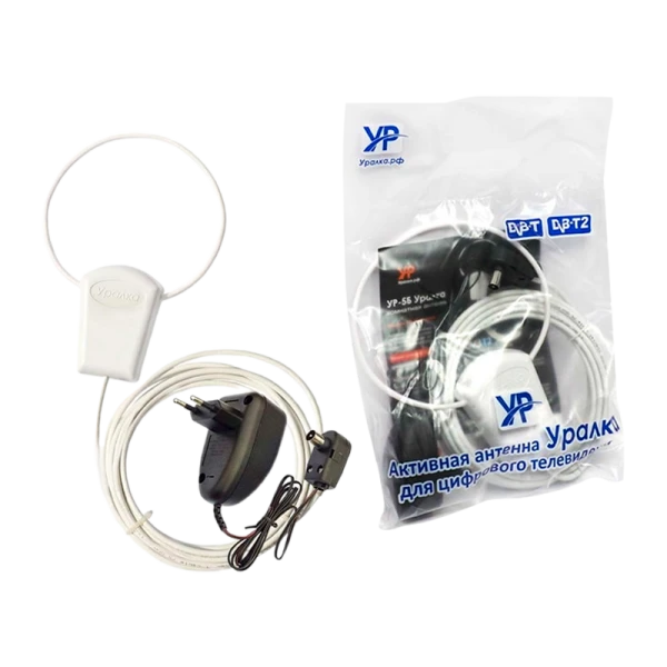 ТВ-Антенна комнатная Уралка УР-5Б активная с питанием DVB-T/T2