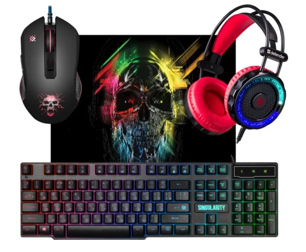 Набор клавиатура+мышь+коврик проводной Defender MKP-118 SINGULARITY игровой (1/10)