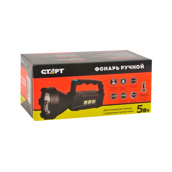 Фонарь прожектор Старт LHE 515-B1 5W от аккумулятора 4 режима черный (1/40)