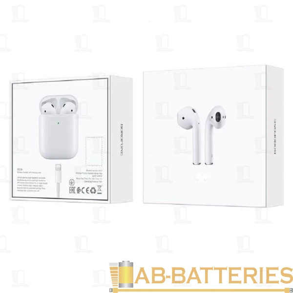 Наушники вставные Borofone BW01 Plus bluetooth 5.0 с микр. белый (1/20/120)