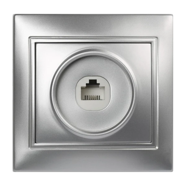 Розетка телефонная Smartbuy Венера 1гн. 1.5A Б/З АБС серебряный