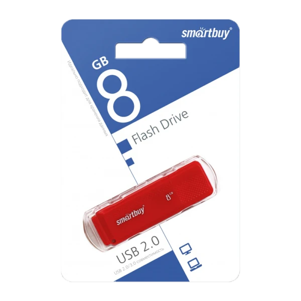 Флеш-накопитель Smartbuy Dock 8GB USB2.0 пластик красный