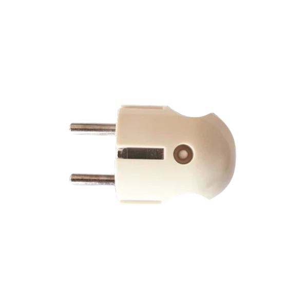 Вилка электрическая Прогресс круглая С/З белый (1/20/400)