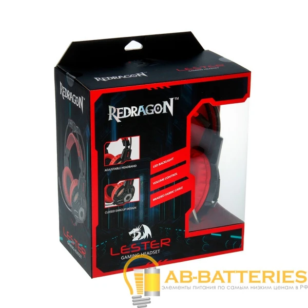 Наушники полноразмерные Redragon Lester с микр. игровые черный красный (1/20)