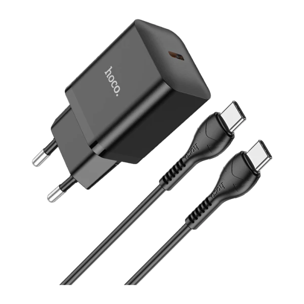 Сетевое З/У HOCO N27 Type-C 20W с кабелем Type-C-Type-C черный (1/13/130)