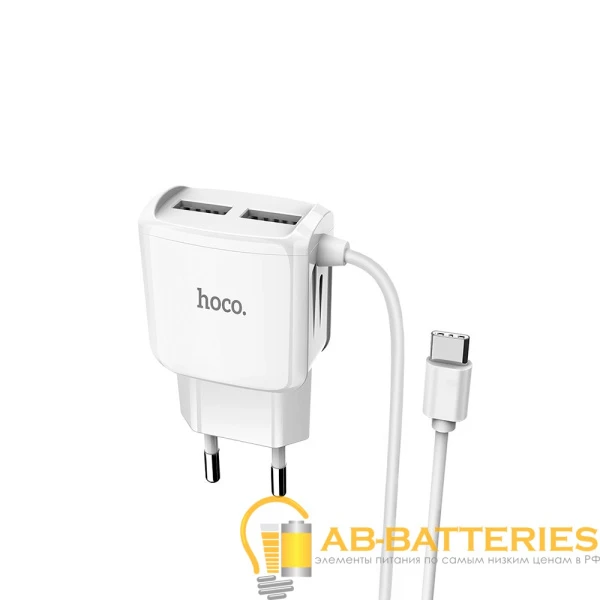Сетевое З/У HOCO C59A 2USB Type-C (m) 2.1A белый (1/22/132)