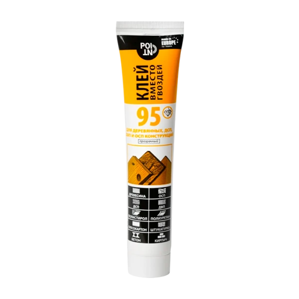 Клей POINT 95 вместо гвоздей 80мл для ДСП, ДВП, ОСБ конструкций BOX10 шоу-бокс (1/10)