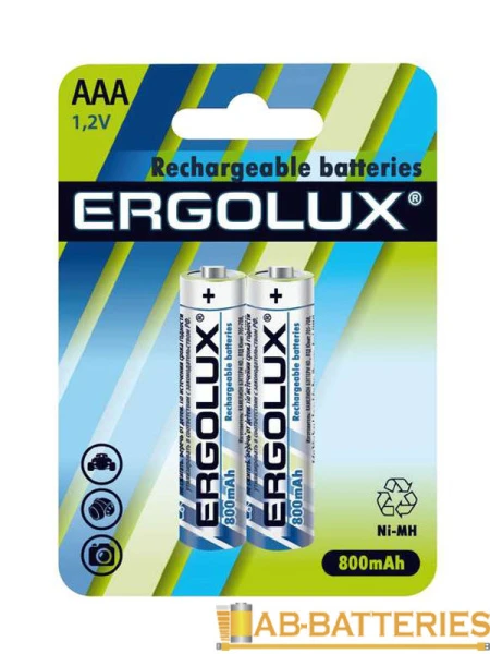Аккумулятор бытовой Ergolux HR03 AAA BL2 NI-MH 800mAh (2/24/480)