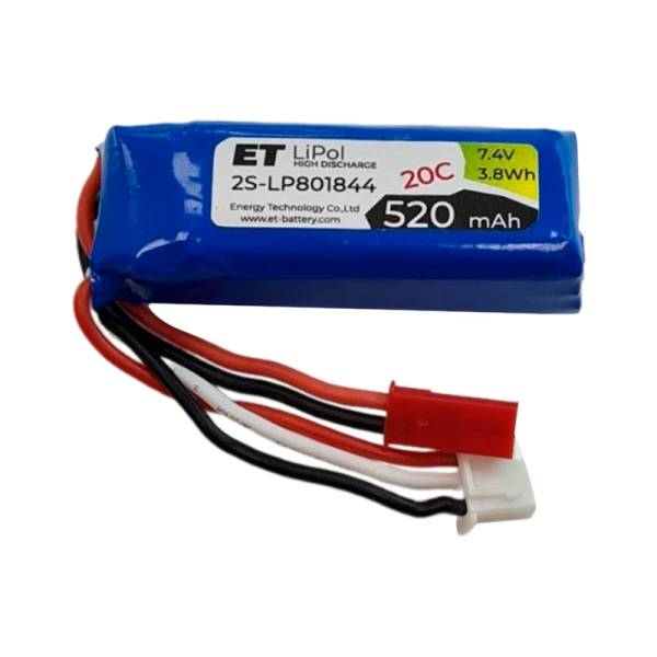 Аккумулятор ET 2S-LP801844-20CJ Li-Pol, 7.4В, 520мАч (1/50)