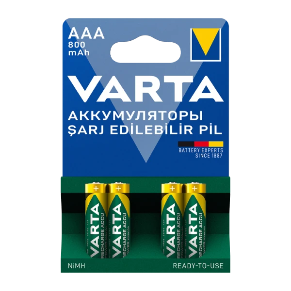 Аккумулятор предзаряженный RTU Varta HR03 AAA BL4 NI-MH 800mAh (4/40/200)