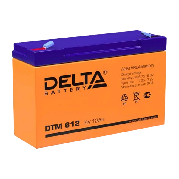 Аккумулятор свинцово-кислотный Delta DTM 612 6V 12Ah (1/10)