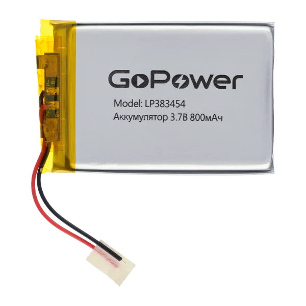 Аккумулятор Li-Pol GoPower LP383454 PK1 3.7V 800mAh с защитой (1/10/250)