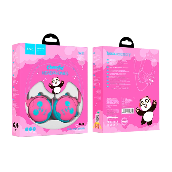 Наушники полноразмерные HOCO W31 с микр. для детей розовый (1/40)