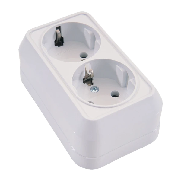 Розетка Makel Siva Ustu 2гн. 16A С/З белый 45182 (1/10)