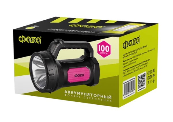 Фонарь туристический Фаzа AccuF7-L1W/L16 1W 1+16LED от аккумулятора зеленый (1/20)