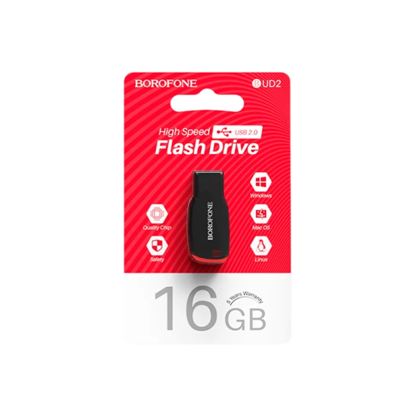 Флеш-накопитель Borofone Wonder BUD4 16GB USB3.0 пластик черный (1/40)