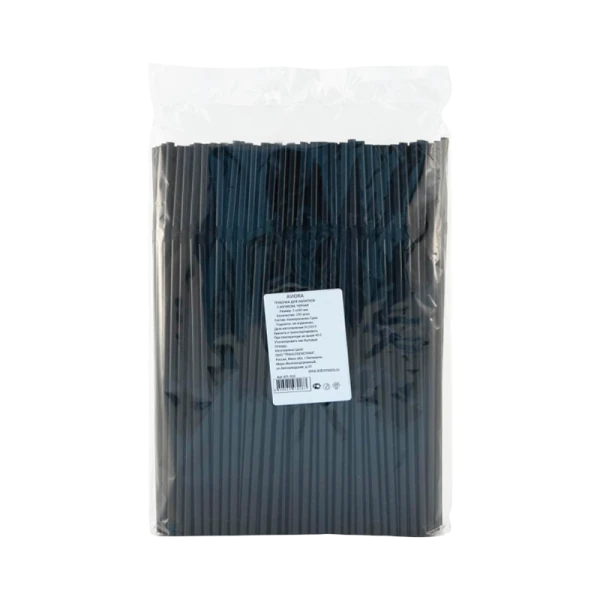 Трубочка, 5 х 240 мм, с изгибом, чёрная, 250 шт/уп, AVIORA (1/46)