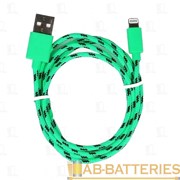 Кабель Smartbuy iK-512n USB (m)-Lightning (m) 1.2м 2.1A нейлон зеленый (1/500)